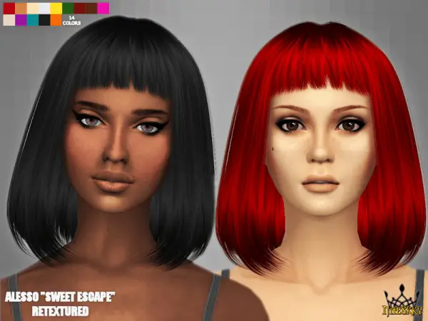 Niteskky Sims: Alesso`s Sweet Escape hairstyle retextured for Sims 4