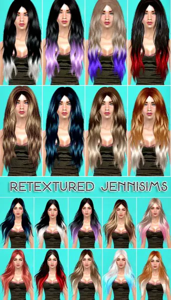Jenni Sims: Alesso and SkySims Hairstyles retextured for Sims 4