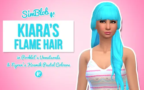 SimBlob: Kiara’s Flame Hairstyle retextured by SimBlob for Sims 4