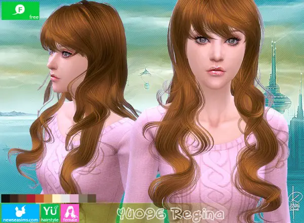 NewSea: YU 096 Regina hairstyle for Sims 4