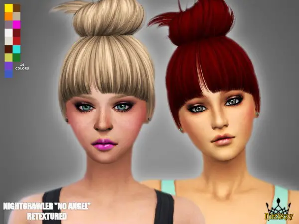 Niteskky Sims: Nightcrawler’s No Angel hair retextured for Sims 4