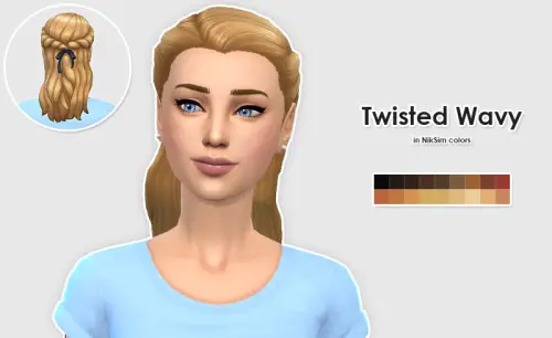 Ellesmea: PickyPikachu Twisted Wavy hairstyle recolor for Sims 4