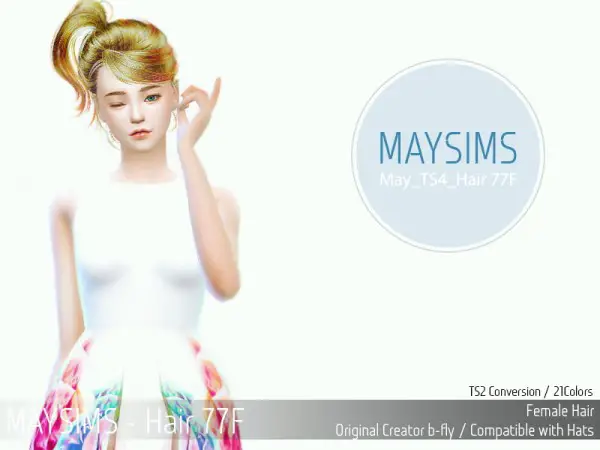 MAY Sims: May Hairstyle 77F for Sims 4