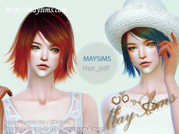 MAY Sims: May Hairstyle 64F for Sims 4