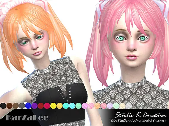 Studio K Creation: Animate hairstyle 25   Sakura for Sims 4