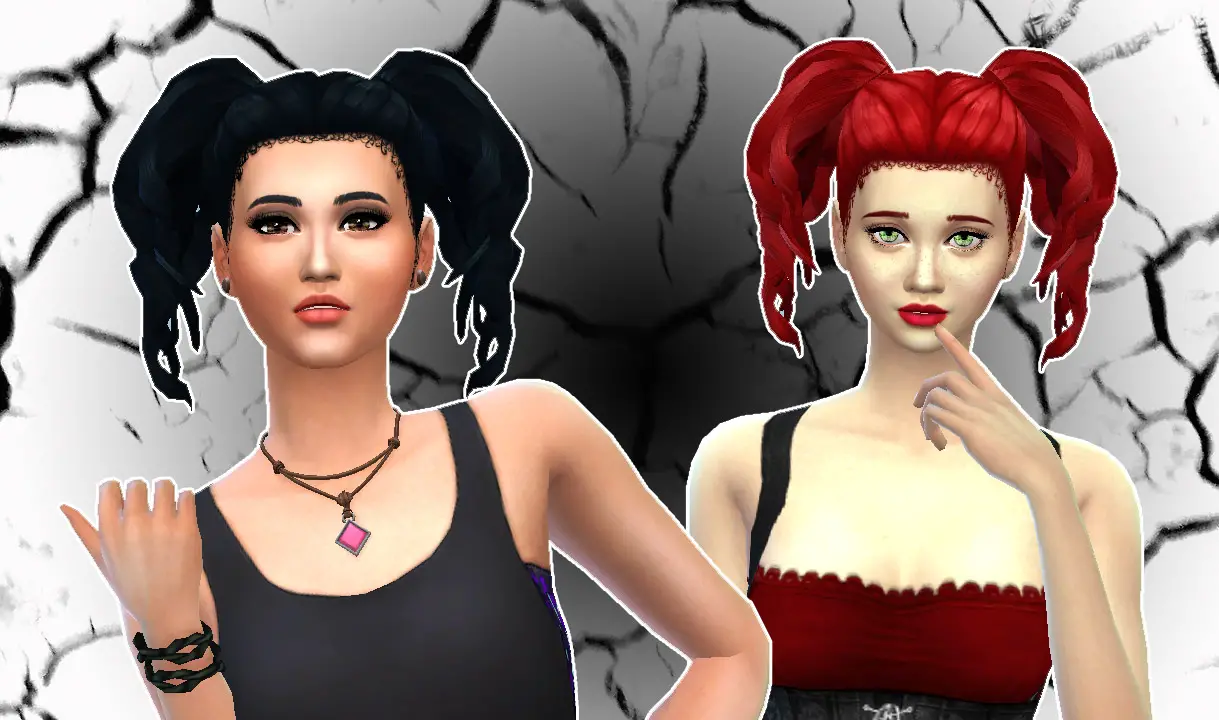 Mystufforigin: Curls Pigtails - Sims 4 Hairs