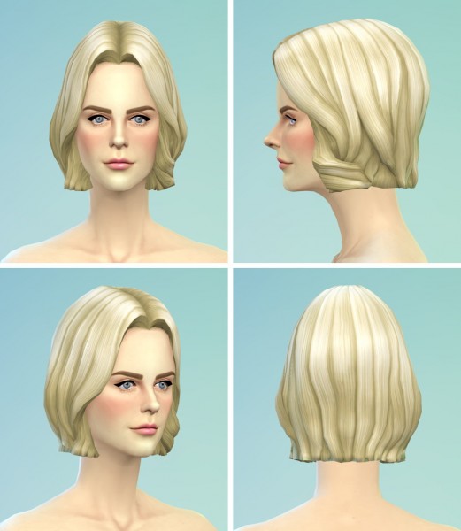 Rusty Nail: Long wavy parted hairstyle for Sims 4