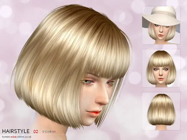 The Sims Resource: Bob hairstyle 2 by S Club for Sims 4