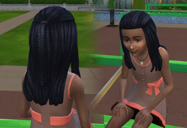 Mystufforigin: Long Braided Pulled Back for Sims 4