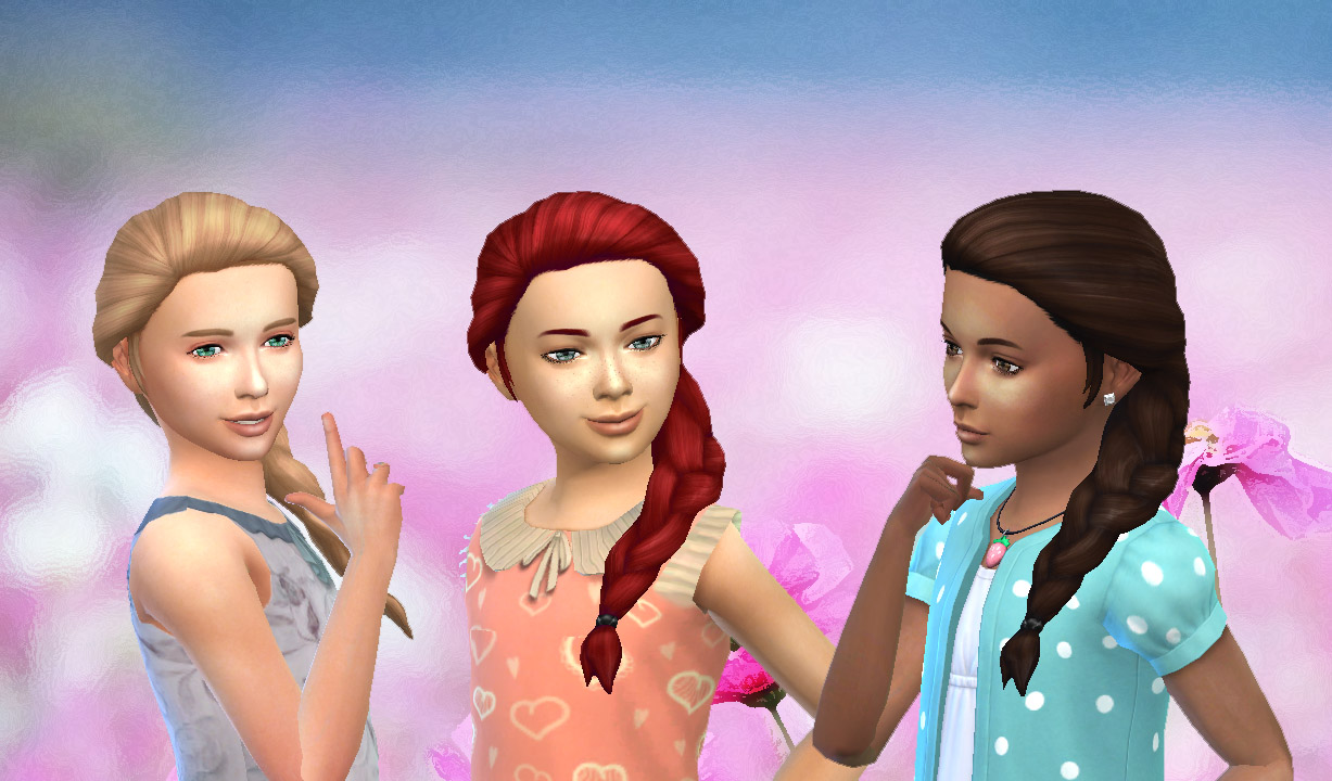 Mystufforigin: French Braid Over Shoulder ~ Sims 4 Hairs