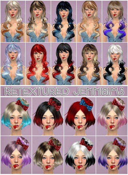 Jenni Sims: Butterflysims 053 and Newsea hairstyles retextured for Sims 4