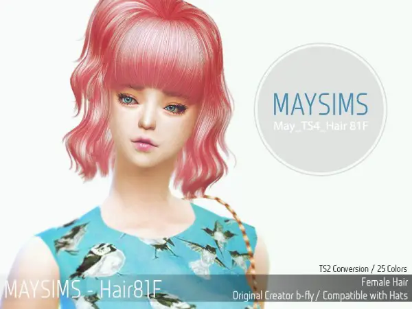 MAY Sims: May Hairstyle 81F retextured for Sims 4