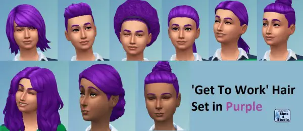 Mod The Sims: Hairstyle Set in Purple by wendy35pearly 