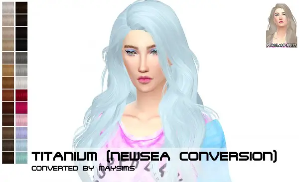 Porcelain Warehouse: Newsea`s Titanium and Skysims F218 hairstyles retextured for Sims 4