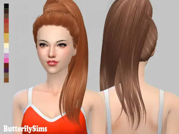 Butterflysims: Hairstyle 132   no hat for Sims 4