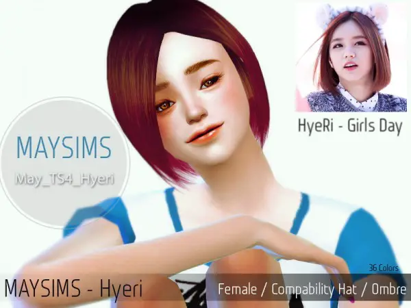 MAY Sims: Hyeri hairstyle for Sims 4