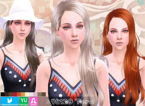 NewSea: YU129 Tera hairstyle for Sims 4