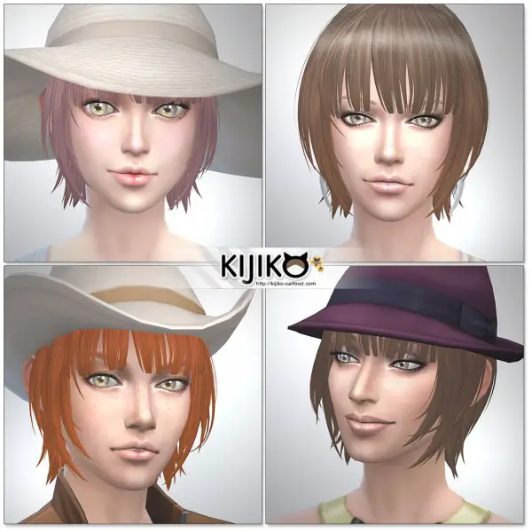 Kijiko Sims: Bob with Straight Bangs for her for Sims 4