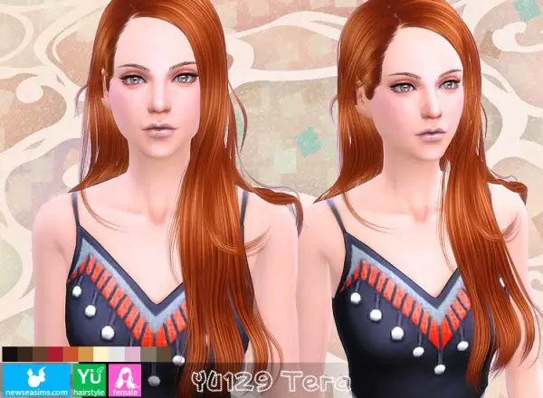 NewSea: YU129 Tera hairstyle for Sims 4