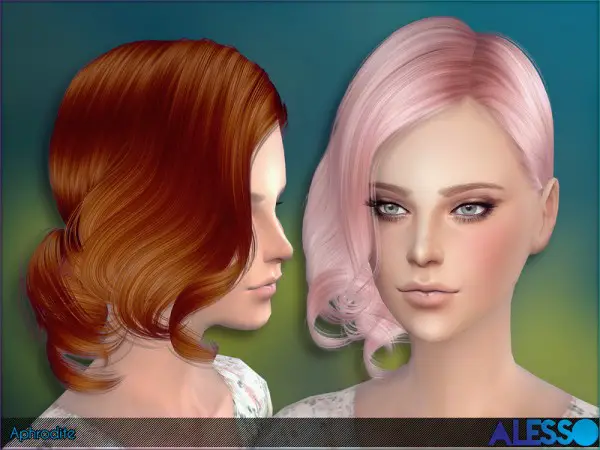 The Sims Resource: Aphrodite hairstyle by Alesso for Sims 4