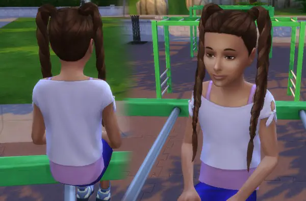 Mystufforigin: Long braids for girls for Sims 4