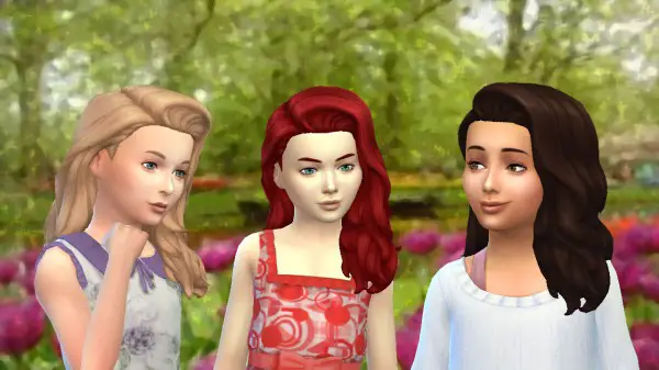 Mystufforigin: Long Flipped Hair for Girls for Sims 4