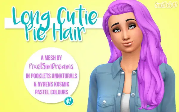 SimBlob: PixelSimDreams Long Cutie Pie Hairstyle recolors for Sims 4