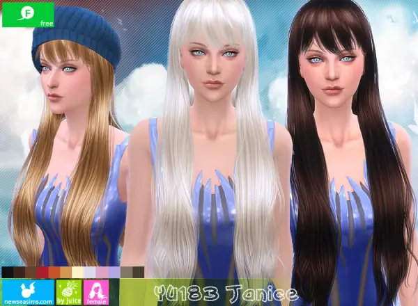 NewSea: YU183 Janice hair for Sims 4