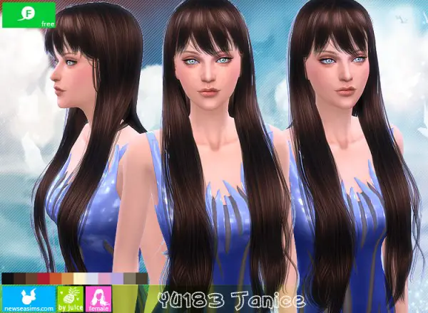 NewSea: YU183 Janice hair for Sims 4