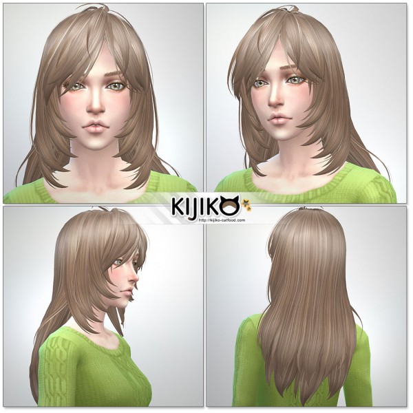 Kijiko Sims: Long layered hair for her for Sims 4