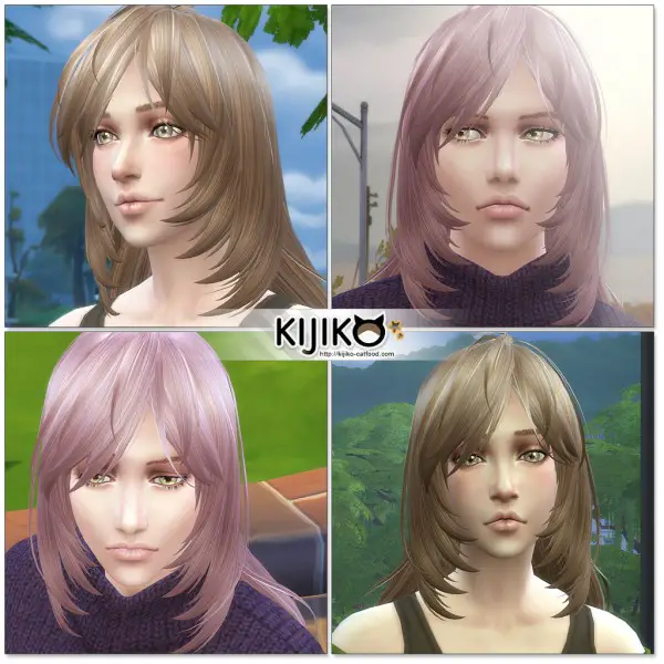 Kijiko Sims: Long layered hair for her for Sims 4