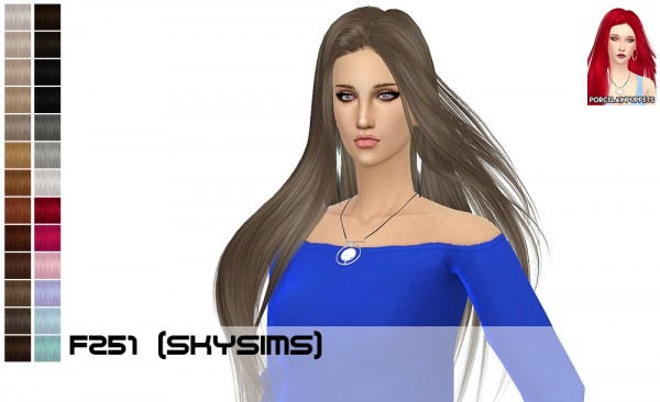 Porcelain Warehouse: Skysims 250 and 251 hair retextured for Sims 4