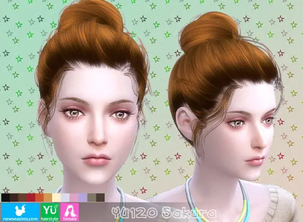 NewSea: YU120 Sakura hair for Sims 4