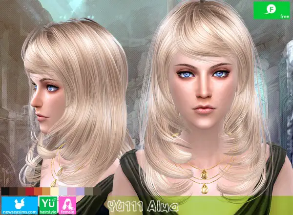 NewSea: YU111 Alma hair for Sims 4
