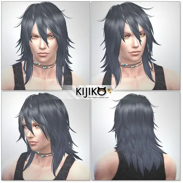 Kijiko Sims: Shaggy Hair long hair version for him for Sims 4