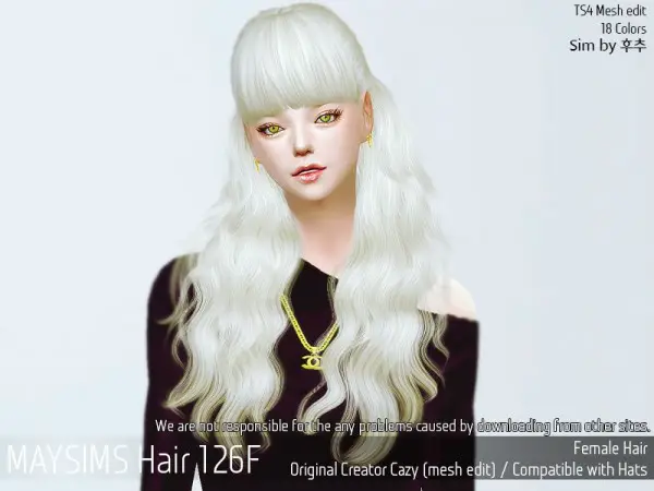 MAY Sims: May Hair 126F hair retextured for Sims 4
