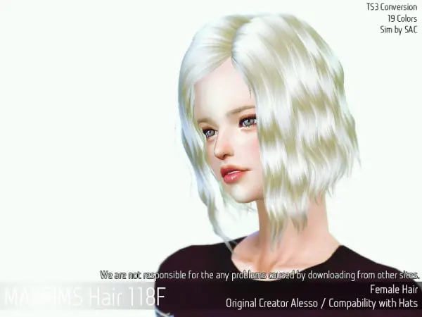 MAY Sims: May Hair 118F retextured for Sims 4