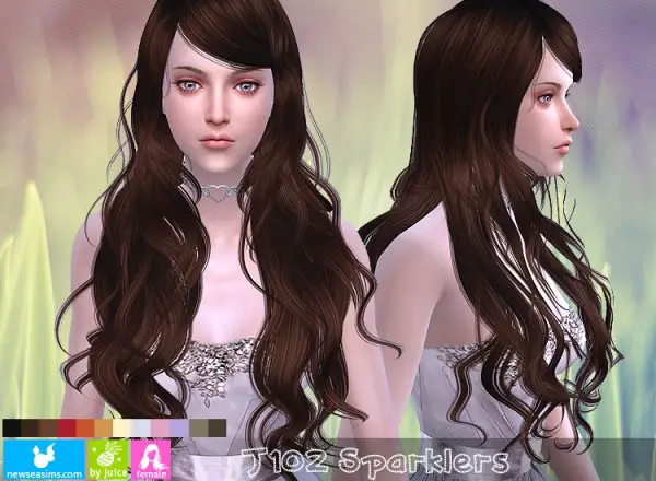 NewSea: J102 Sparklers hair for Sims 4