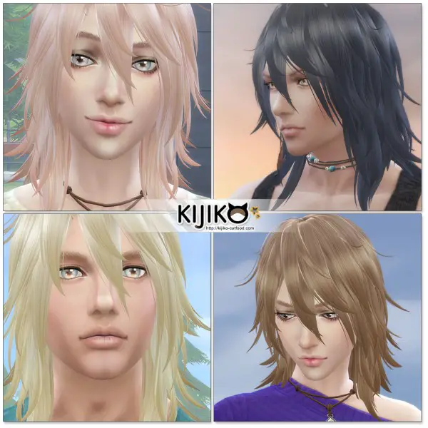 Kijiko Sims: Shaggy Hair long version for him for Sims 4