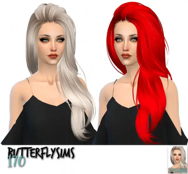 Sims 4 Hairs ~ Nessa sims: Butterfly`s 166,168,170 hairstyles retextured