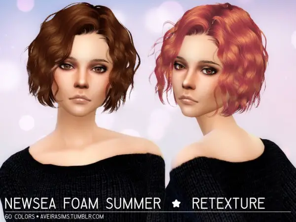 Aveira Sims 4: Newsea`s Foam Summer hair retextured for Sims 4