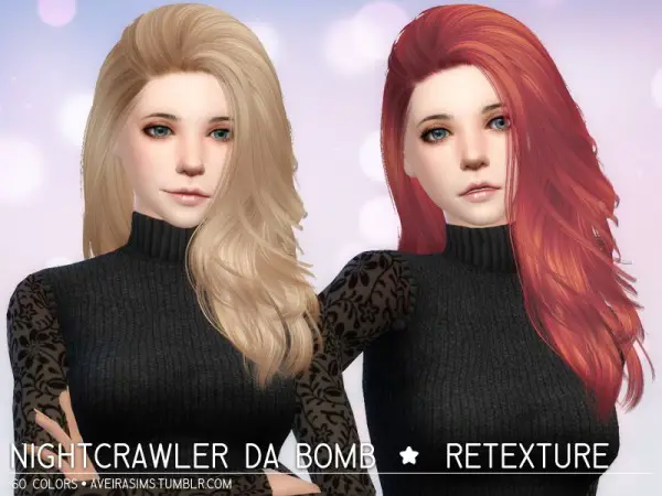 Aveira Sims 4: Nightcrawler Da Bomb hair retextured for Sims 4