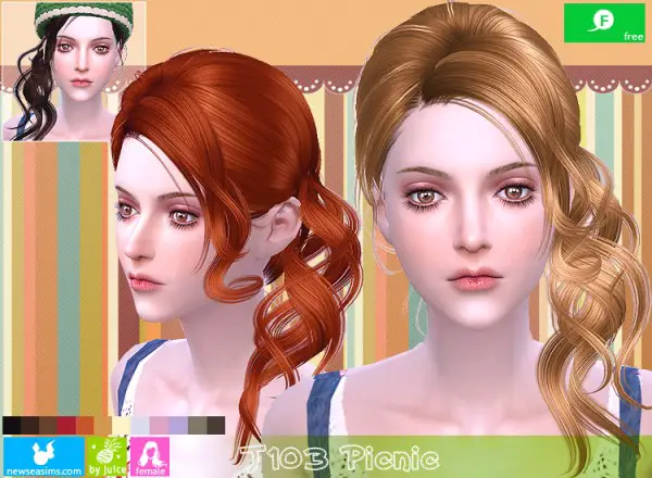 NewSea: J103 Picnic hair for Sims 4