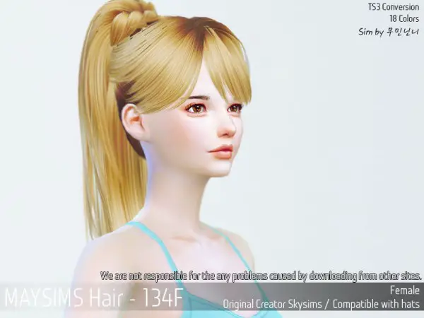 MAY Sims: May 134F hair retextured for Sims 4