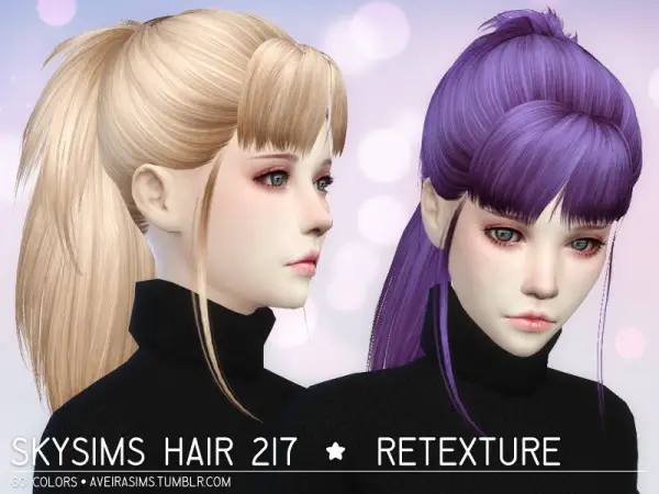 Aveira Sims 4: Skysims Hair 217 hair retextured for Sims 4