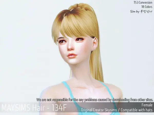 MAY Sims: May 134F hair retextured for Sims 4