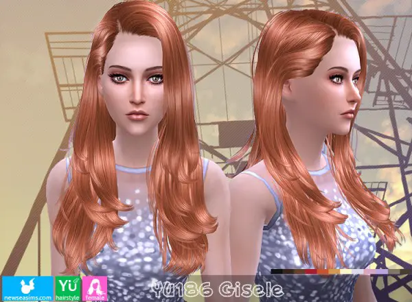 NewSea: YU 186 Gisele hair for Sims 4