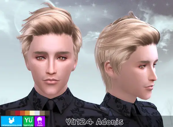 NewSea: YU124 Adonis hair for Sims 4