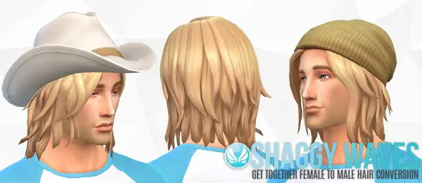 Simsational designs: Shaggy Waves   GT Female to Male Hair Conversion for Sims 4