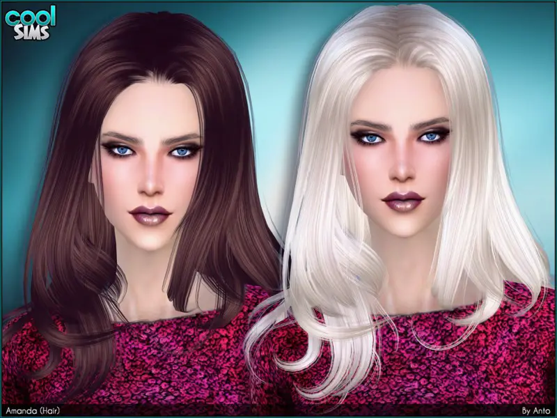 The Sims Resource: Amanda hair by Anto ~ Sims 4 Hairs